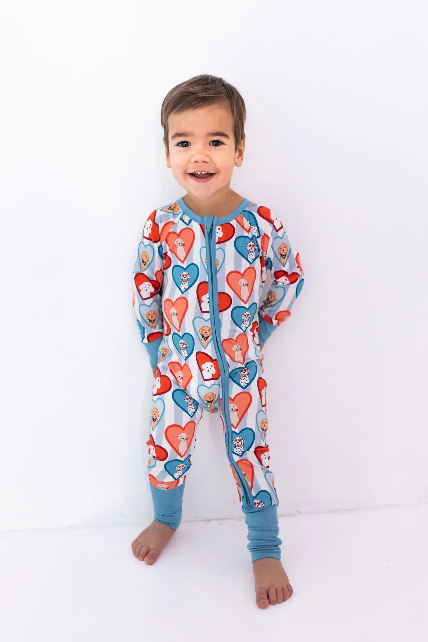 Blue Fur-Ever Valentine Zipper Romper