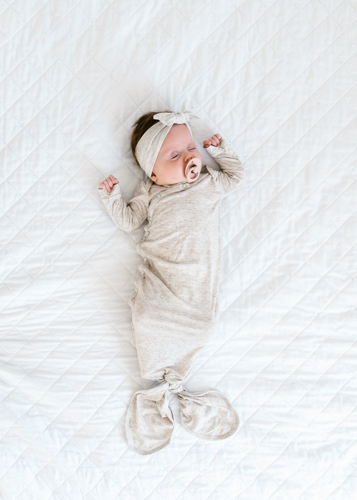 Copper Pearl - Newborn Knotted Gown - Oat
