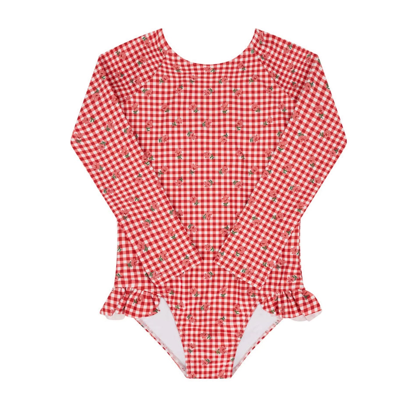 girls floral gingham rashguard one piece