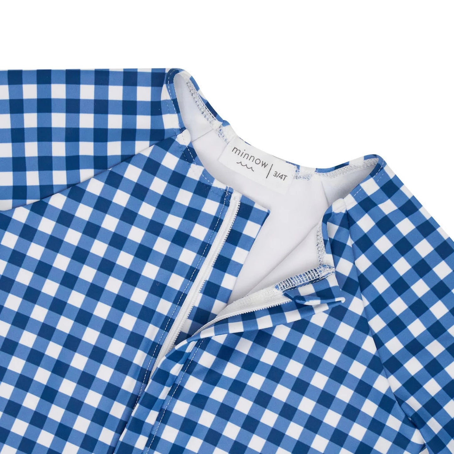 girls navy gingham front zip rashguard one piece