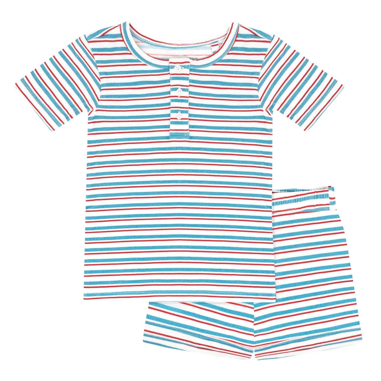 unisex stripe shirt and short pima pajama set
