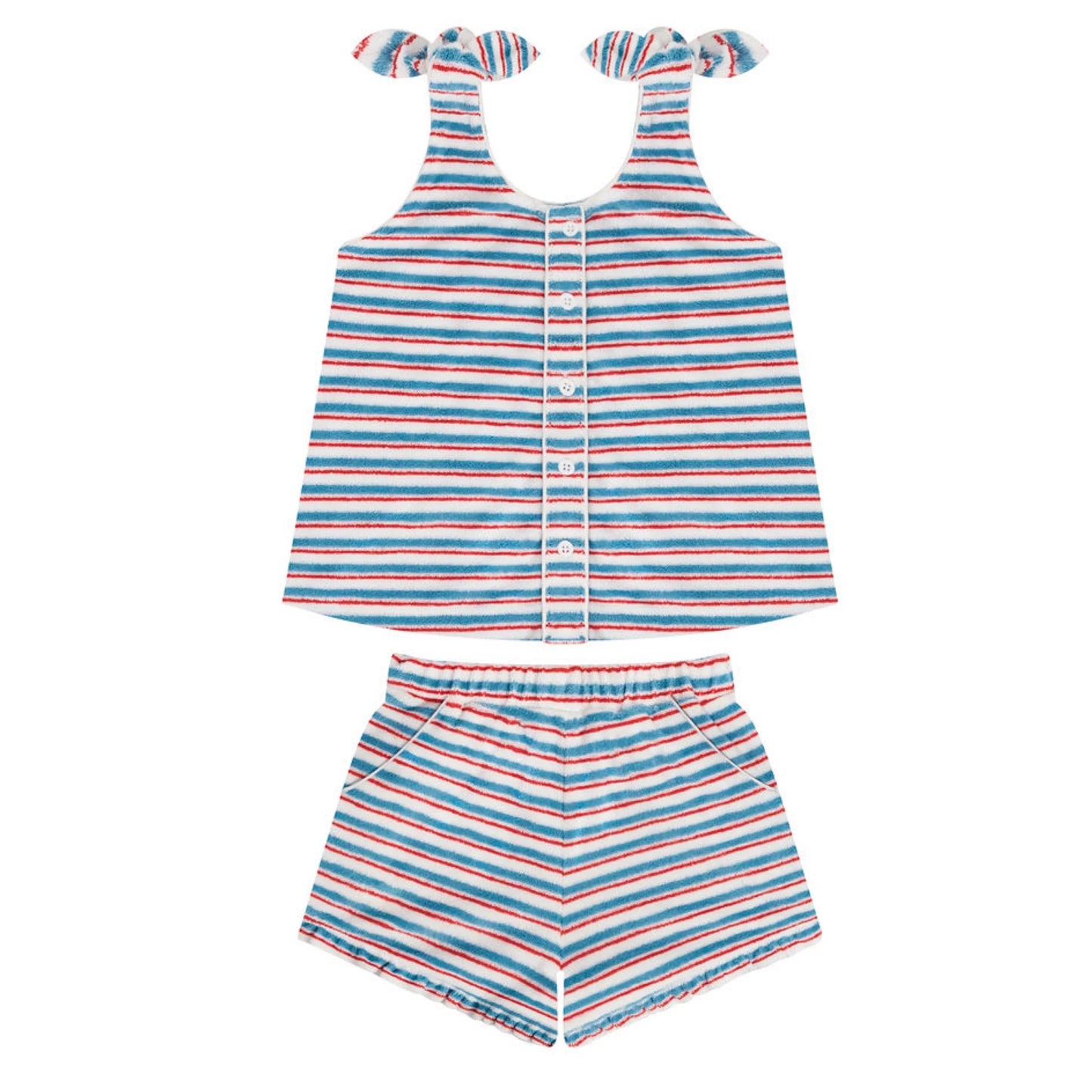 girls french terry stripe tie knot set