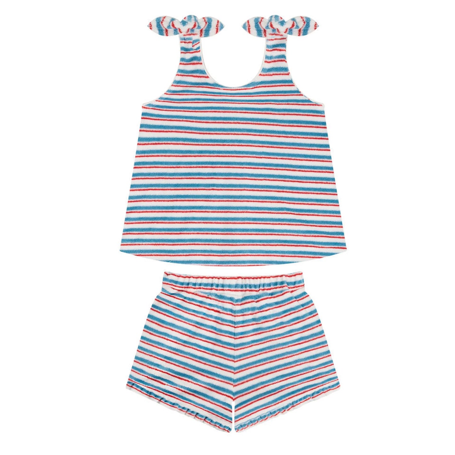 girls french terry stripe tie knot set