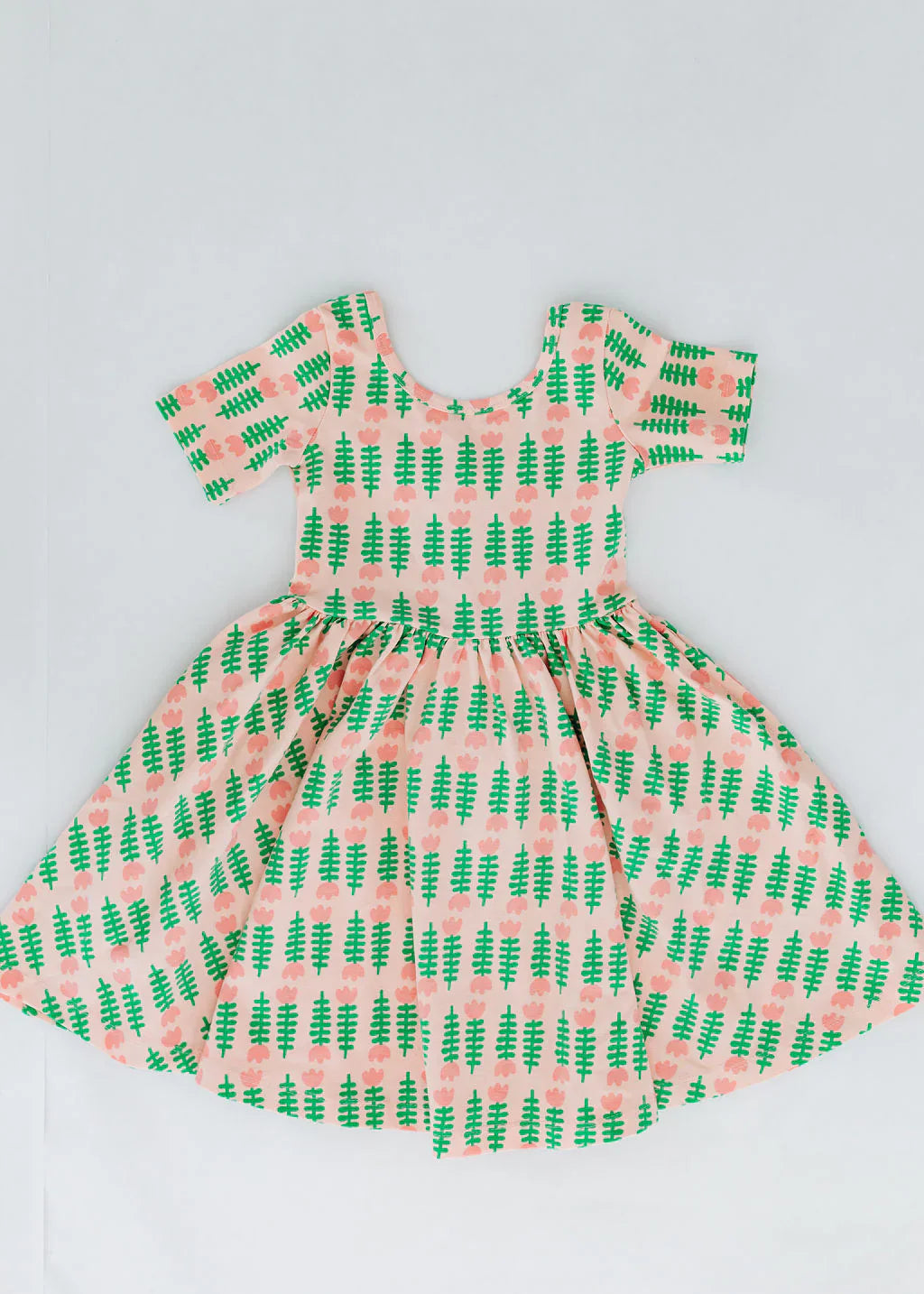 Pink Tulips Short Sleeve Twirl Dress