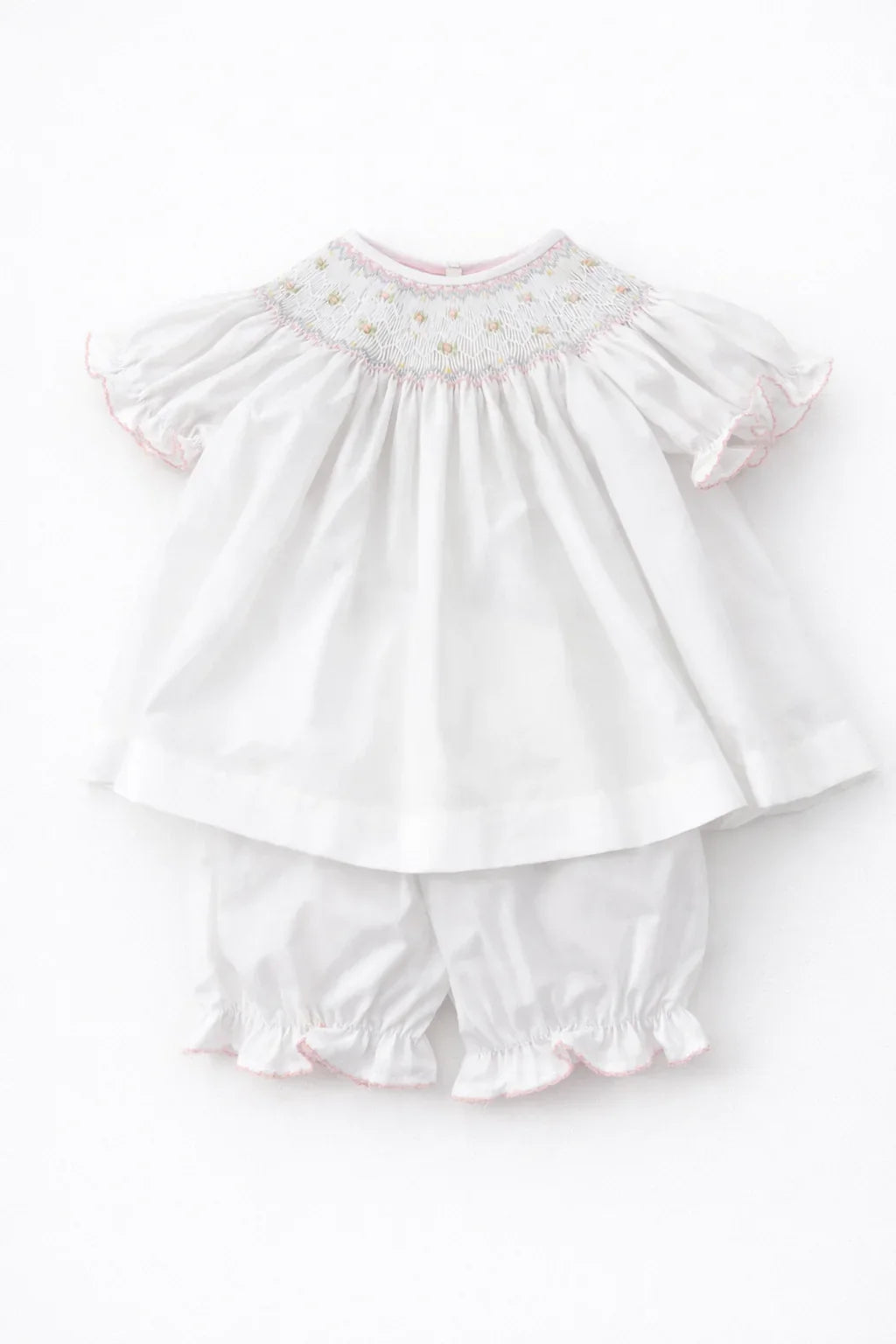 White Smocked Bishop Bloomer Set