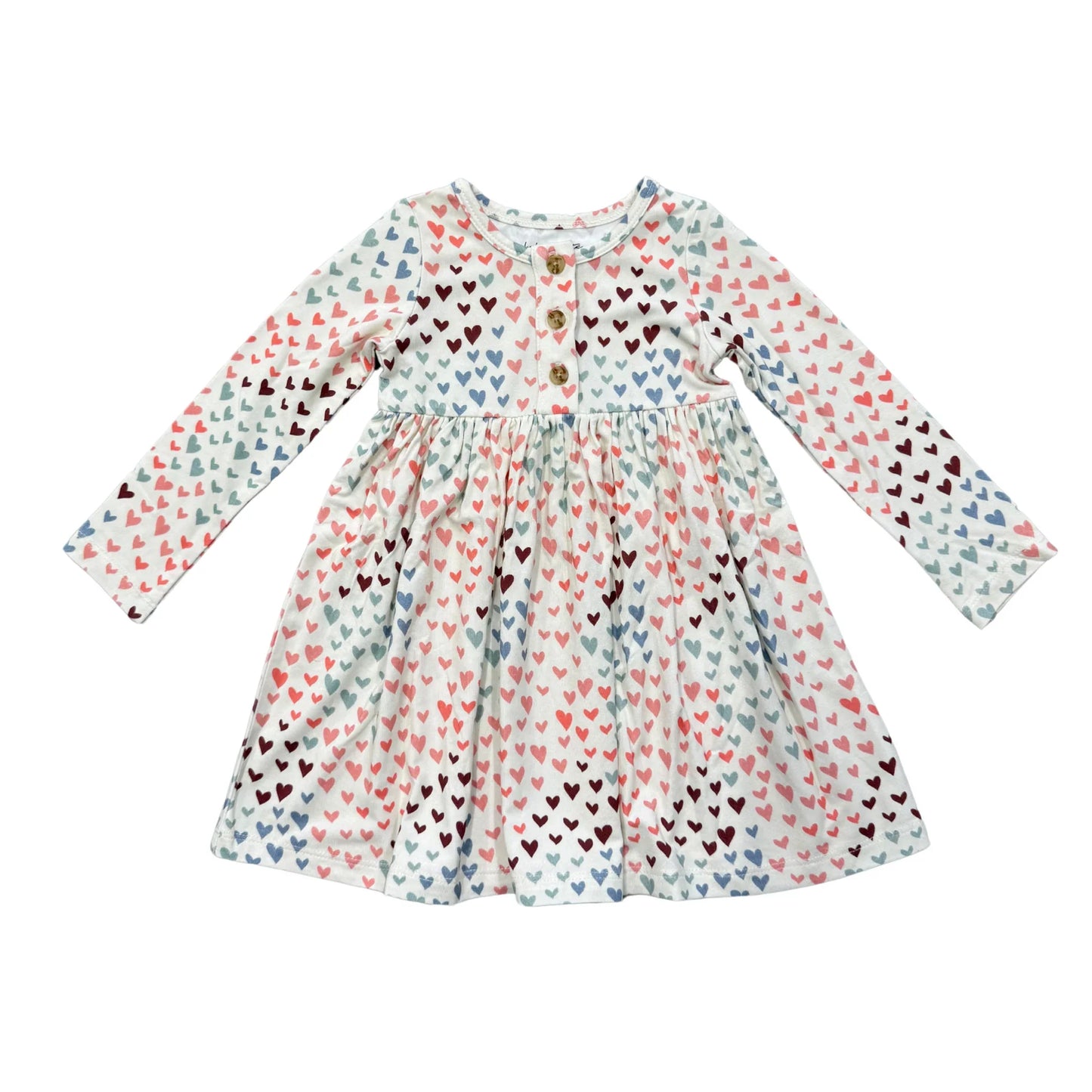 Rainbow Hearts Long Sleeve Henley Dress