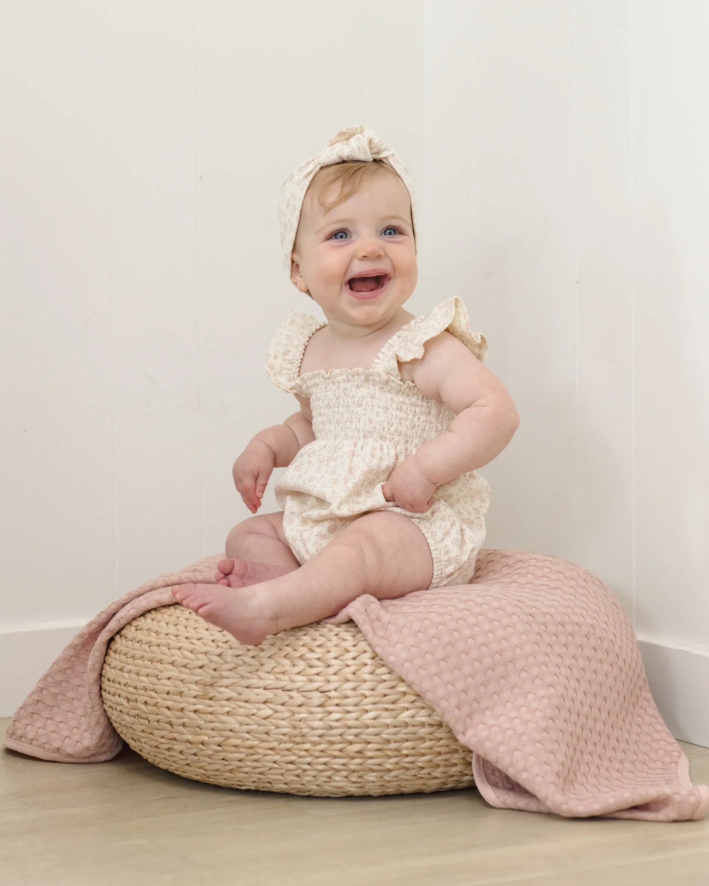 Ditsy Smocked Ruffle Sleeve Romper
