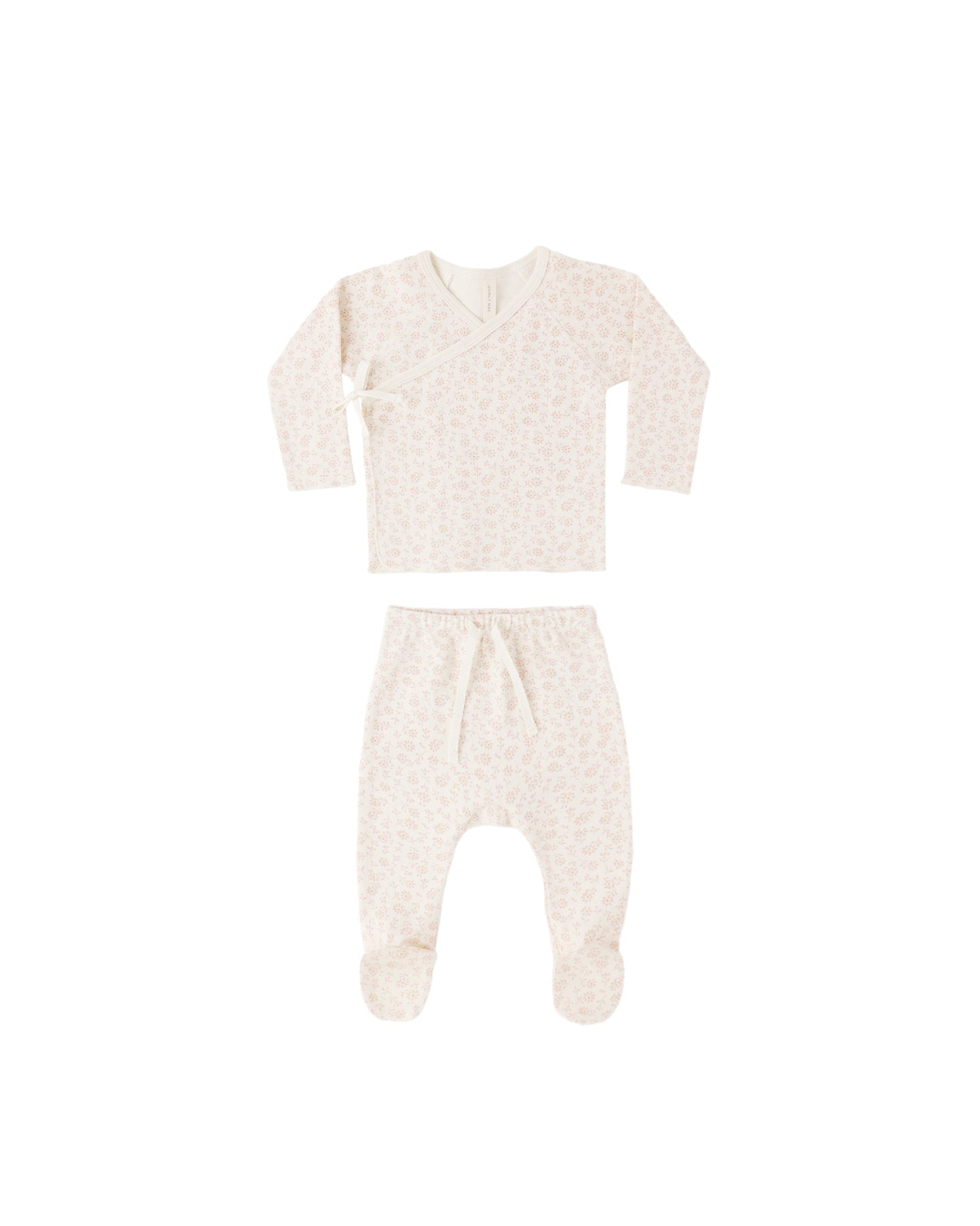 Ditsy Wrap Top + Footed Pant Set