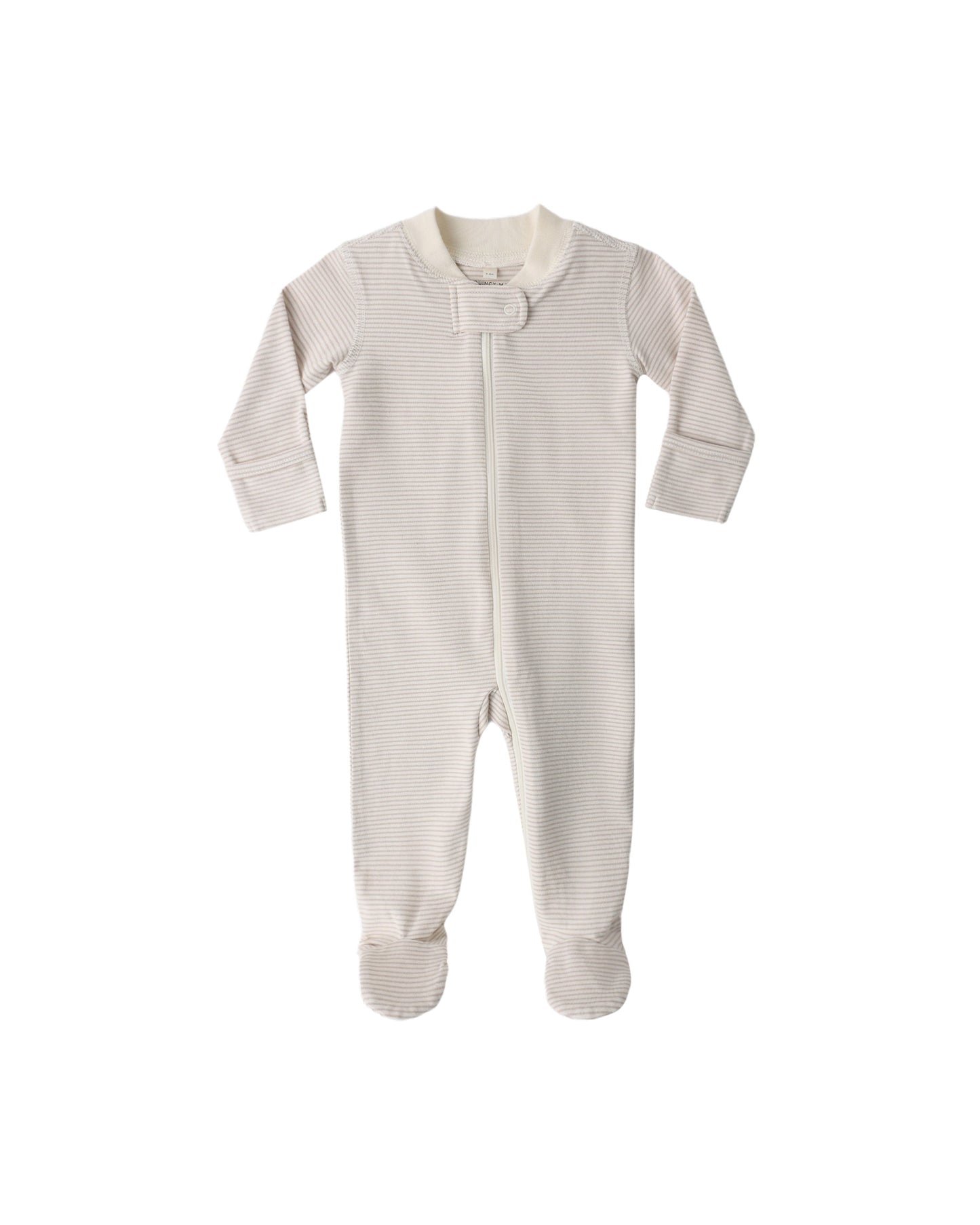 Oat Micro Stripe Zip Long Sleeve Sleeper Footie