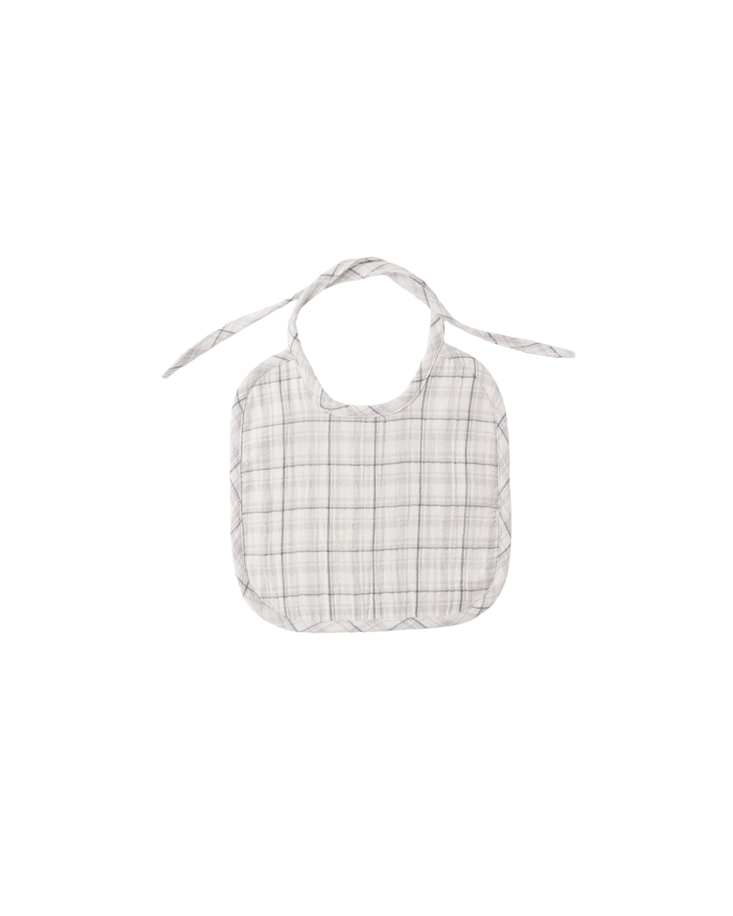 Blue Plaid Woven Tie Bib