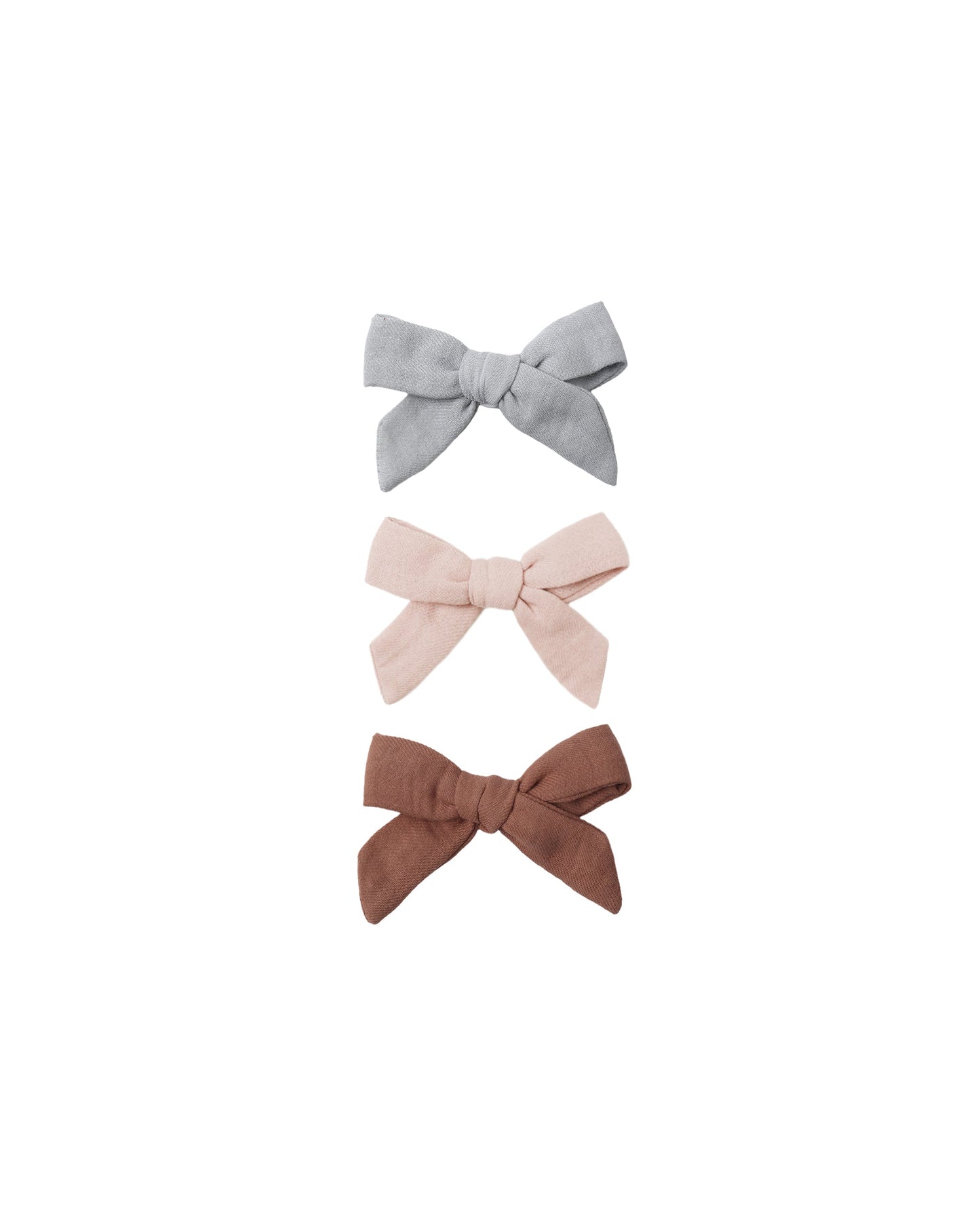 Sky,Blush,Poppy Bow w Clip Set of 3