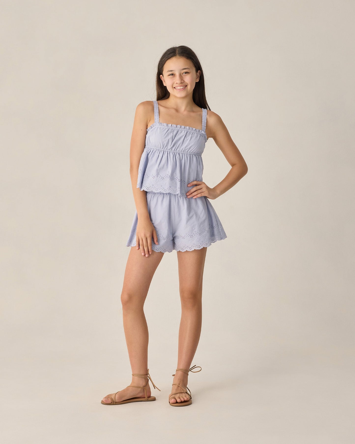 Teen Periwinkle Eyelet Tank Blouse