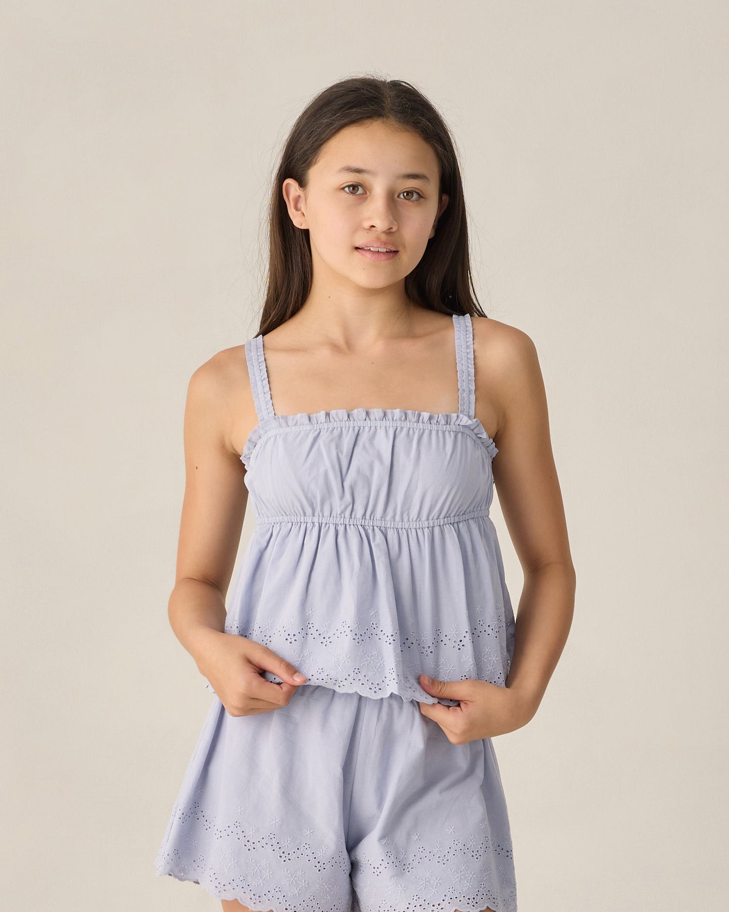 Teen Periwinkle Eyelet Tank Blouse
