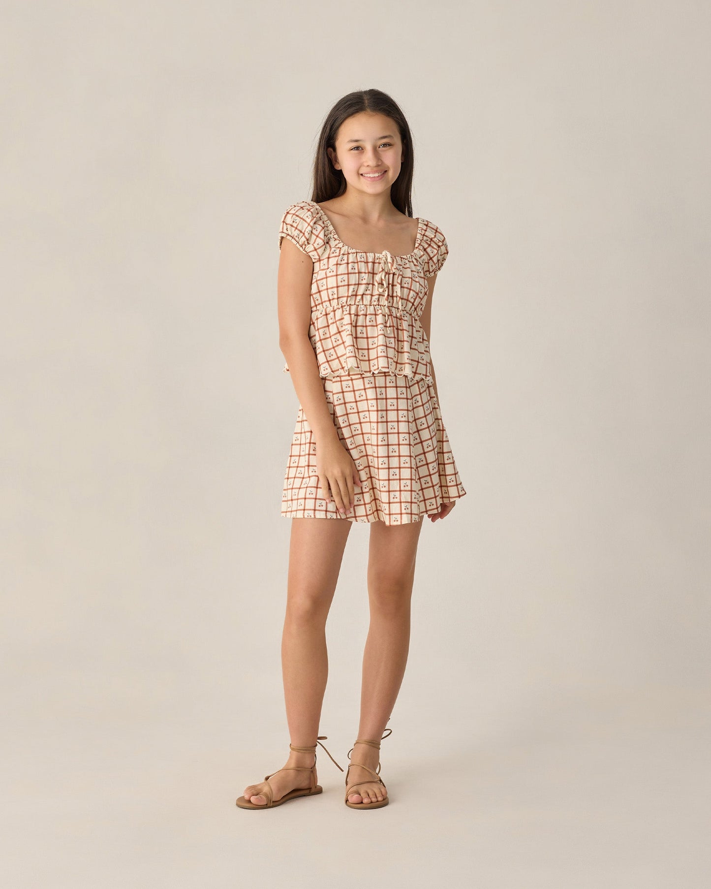 Teen Cherry Check Rylan Top
