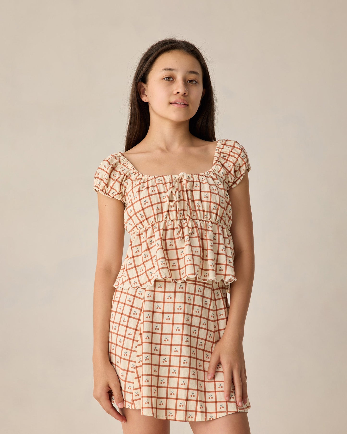 Teen Cherry Check Rylan Top