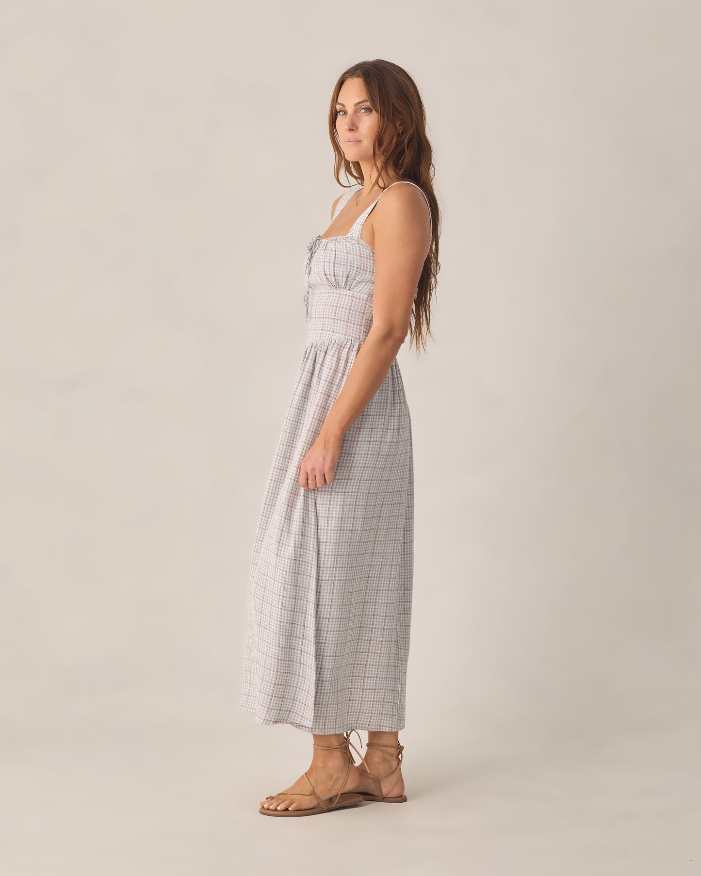Women's Light Blue Plaid Primrose Maxi Dress