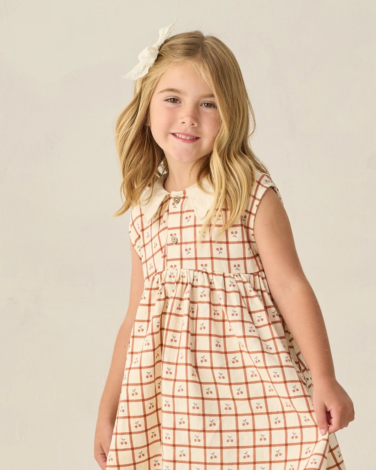 Cherry Check Collared Babydoll Dress