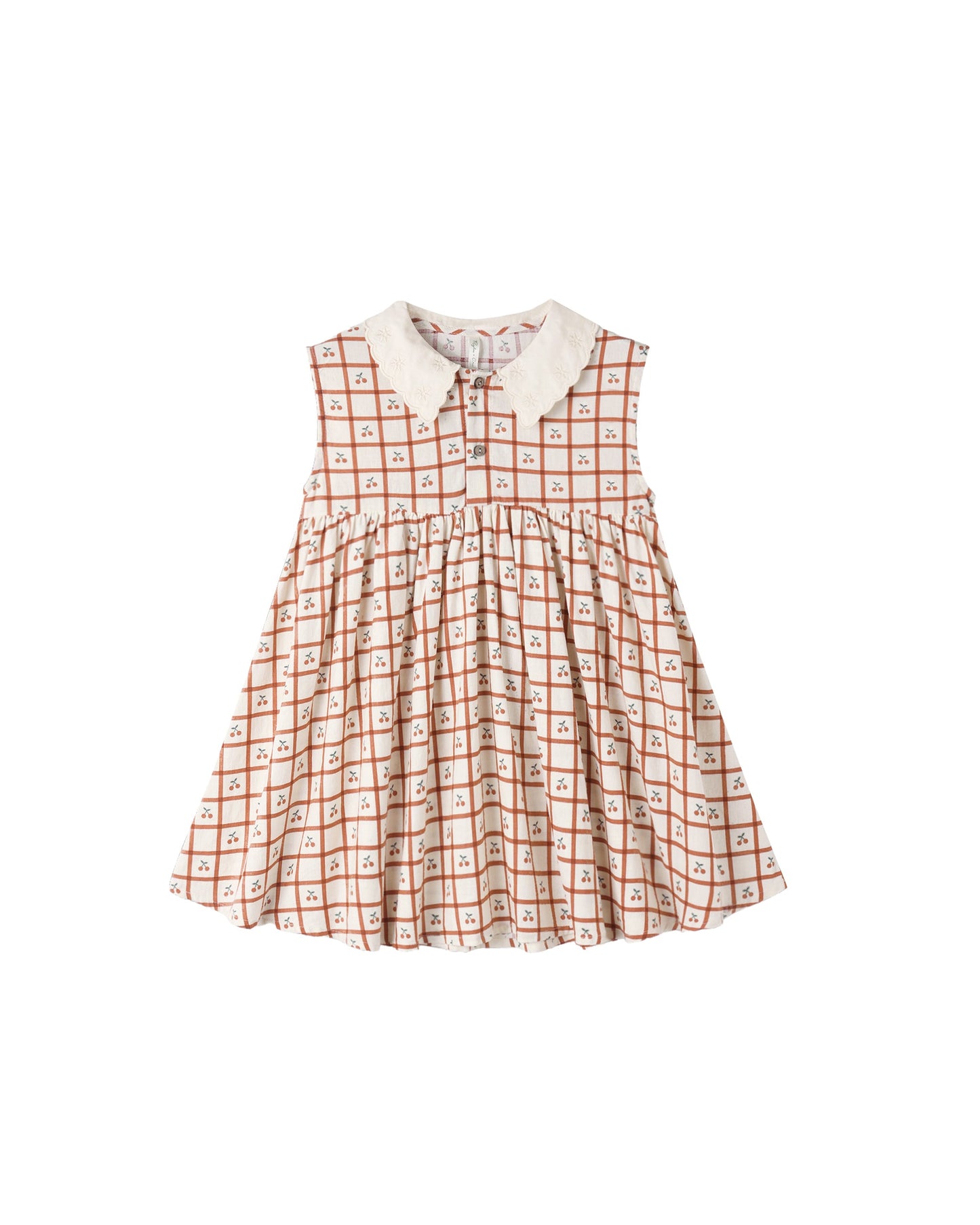 Cherry Check Collared Babydoll Dress