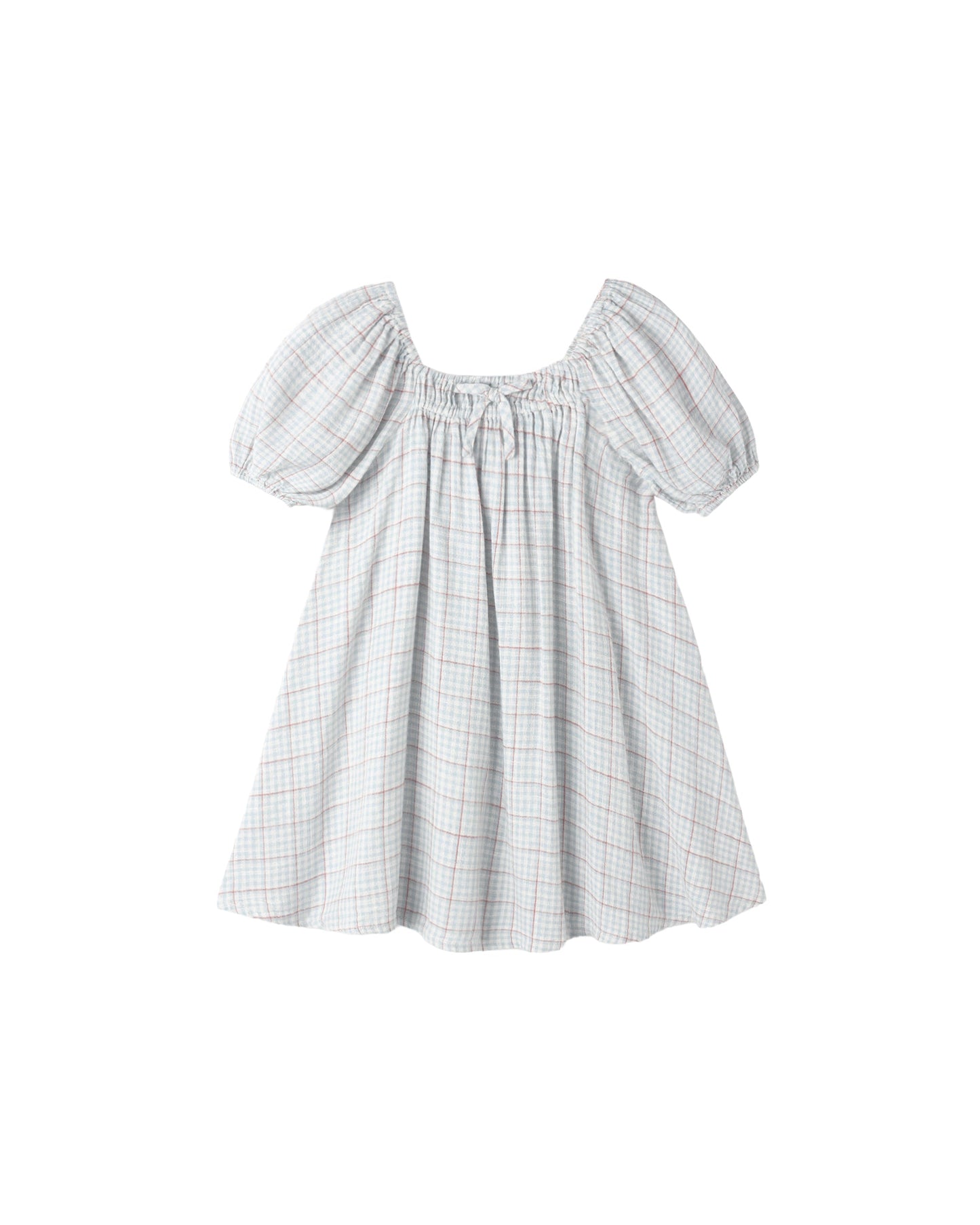 Light Blue Plaid Sabrina Mini Dress