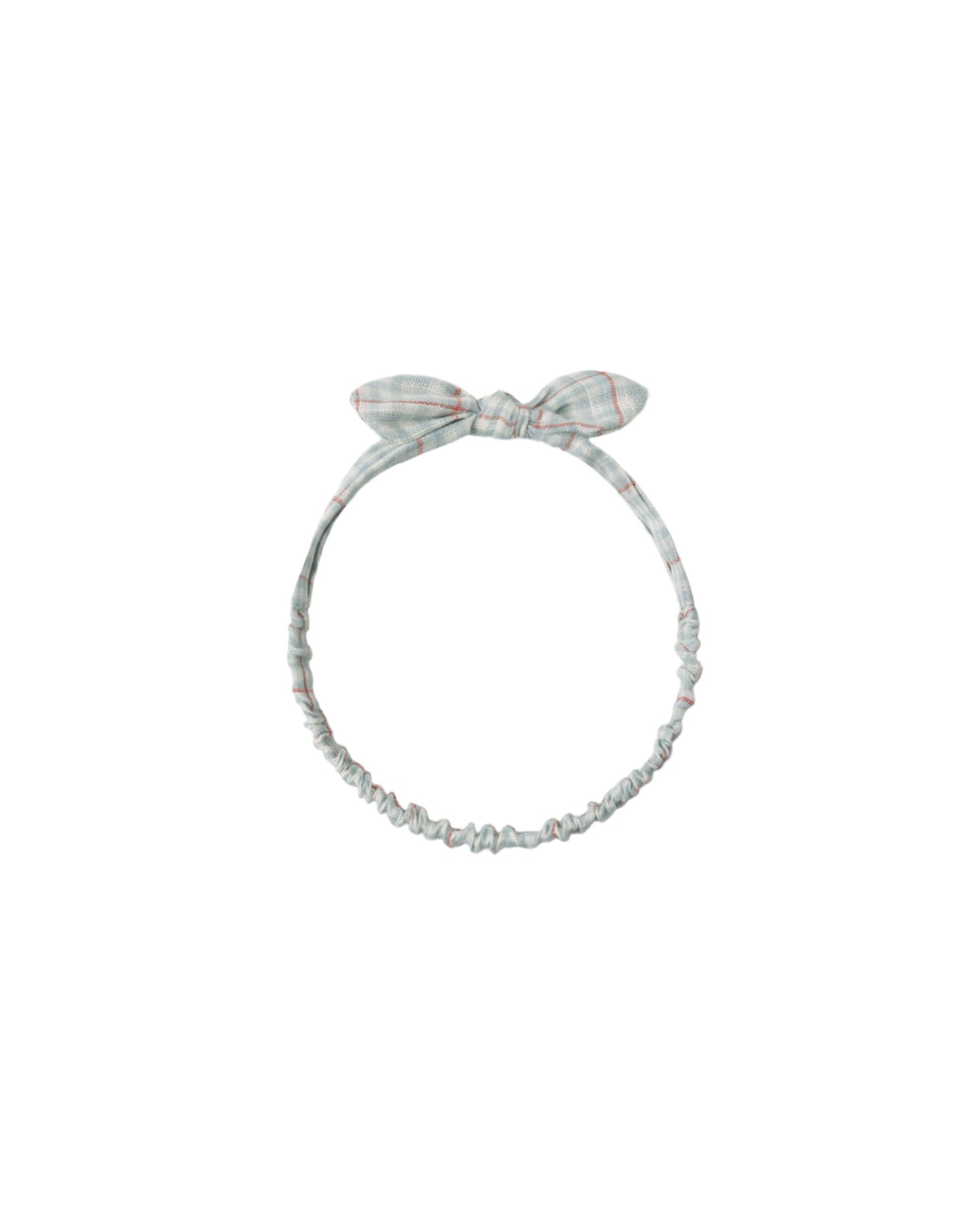 Light Blue Plaid Baby Bow Headband