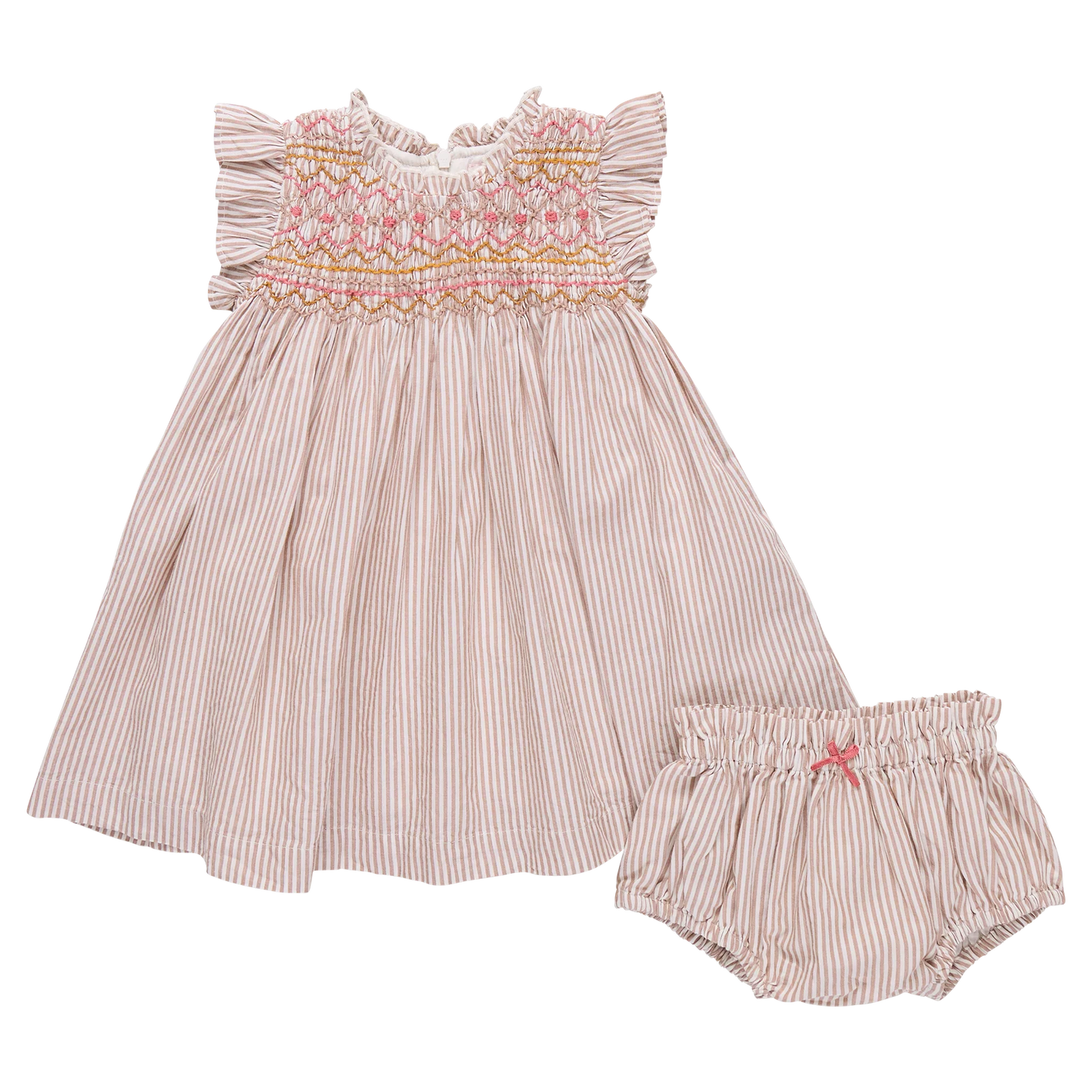 Tawny Brown Stripe Baby Girls Stevie Dress
