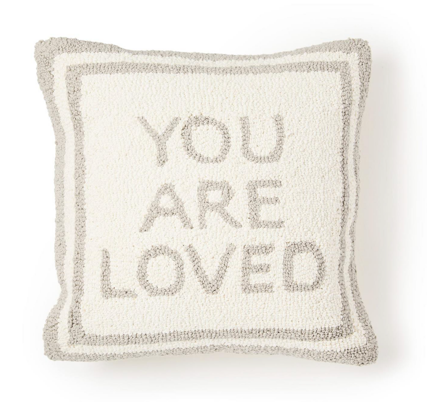 You Are Loved Gray Punch Embroidery Square Decorative Pillow