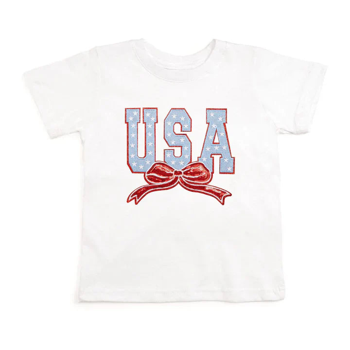 USA Stars & Bow Patch Short Sleeve T-Shirt - White