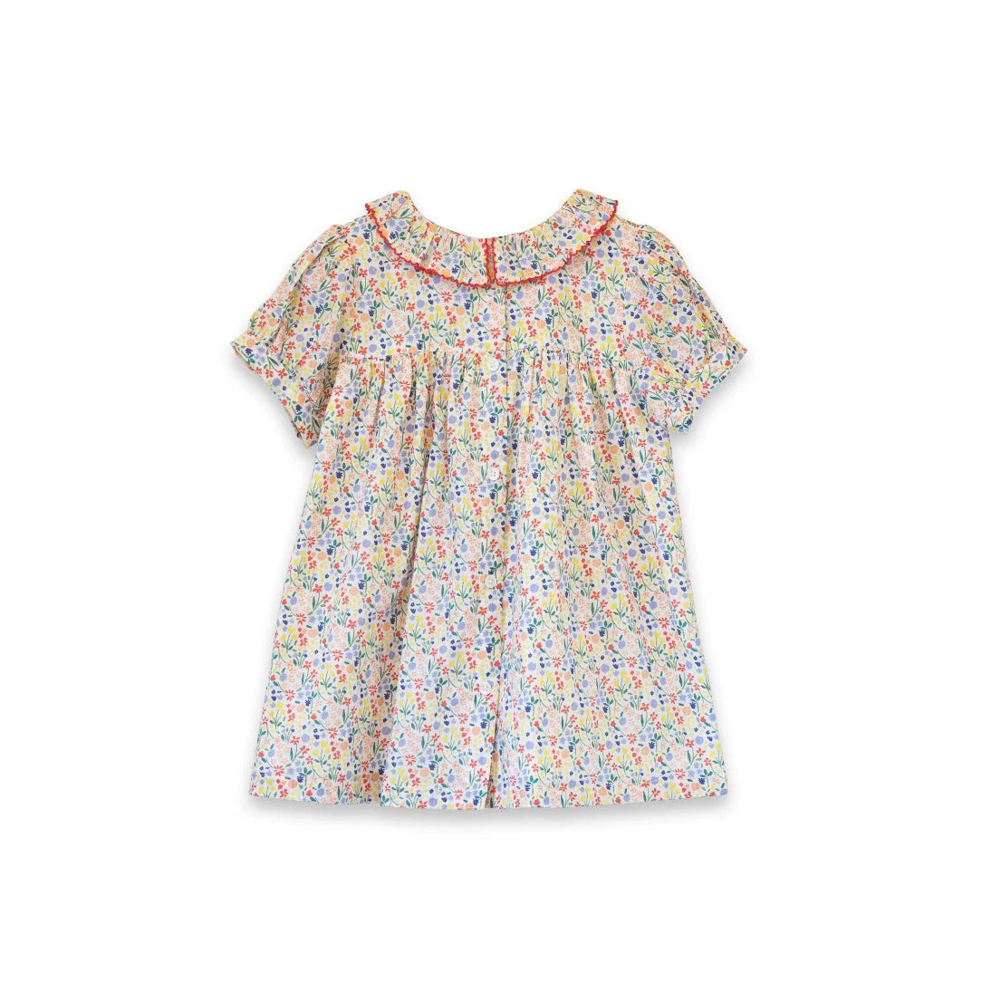 Yellow Petal Confetti Toddler Emily Dress with Lace trim