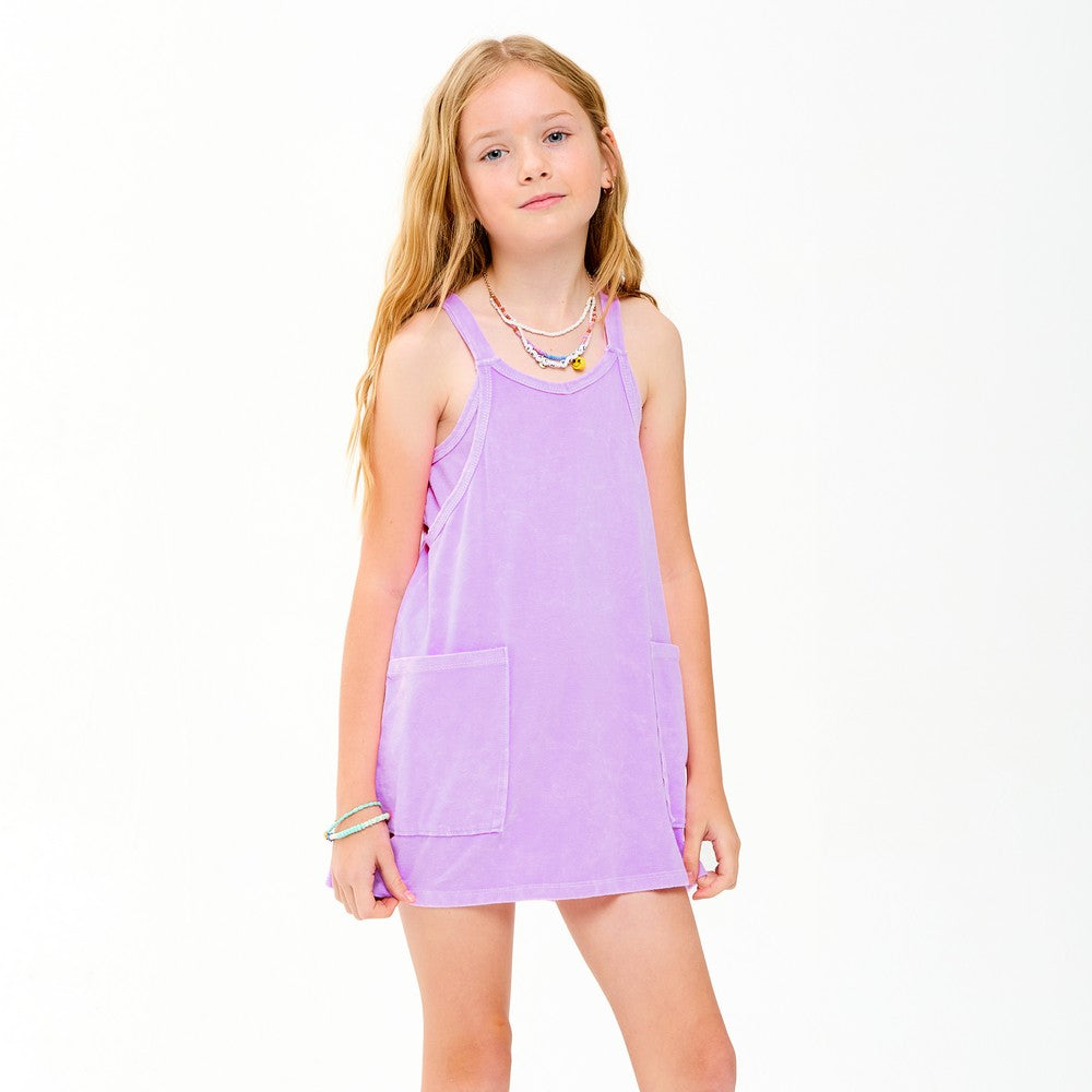Lavender Mineral Washed Dress with Built-in Romper Lining