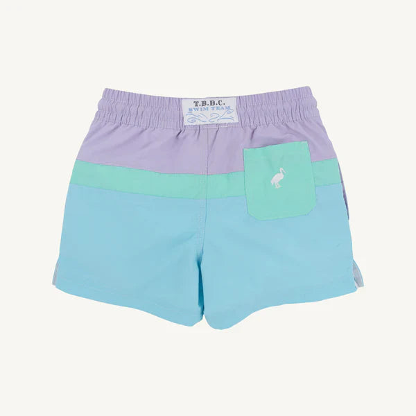 Lauderdale Lavender w/ Turks Teal  Blue Country Club Colorblock Trunks
