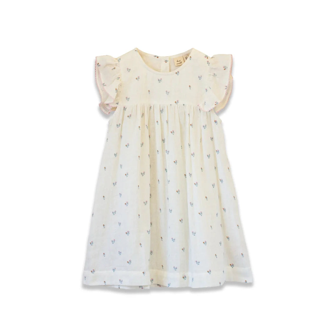 Petit Floret Girls Hannah Dress with Flutter Sleeves