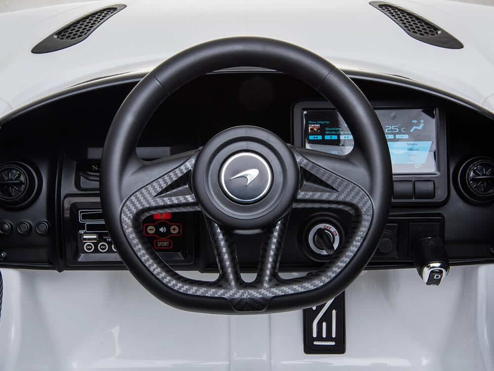 McLaren 720S 12V Kids Electric Ride On Car w/ Remote Control - Painted White