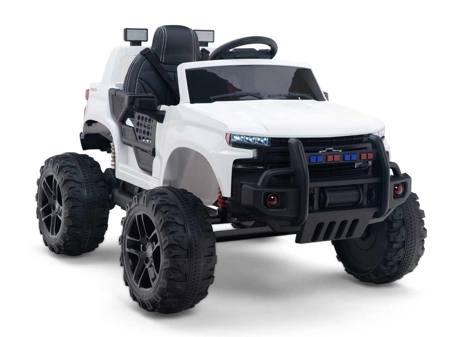 24V Chevrolet Silverado Lifted Ride On Truck with Remote Control – White