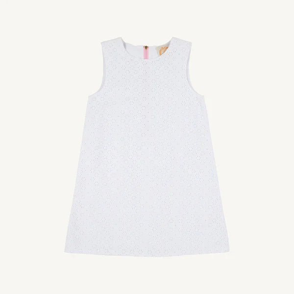 Worth Ave White Sleeveless Betts Bow Dress-Eyelet