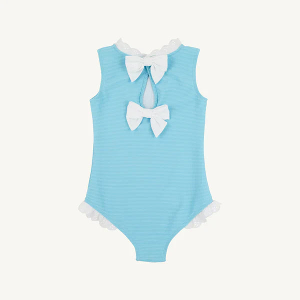 Belhaven Blue with Worth Avenue White Eyelet Sleeveless Sarasota Surf Suit