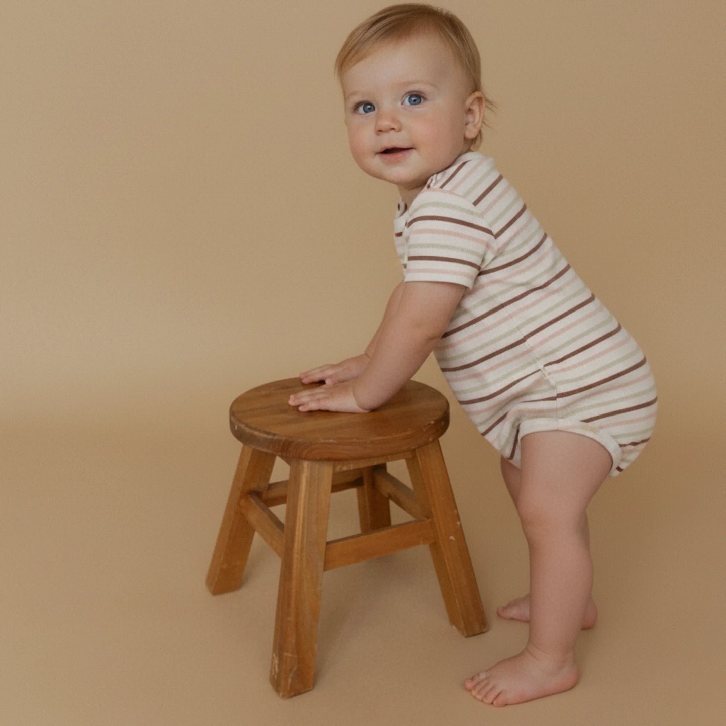 Terra Stripes Organic Short Sleeve Bubble Romper