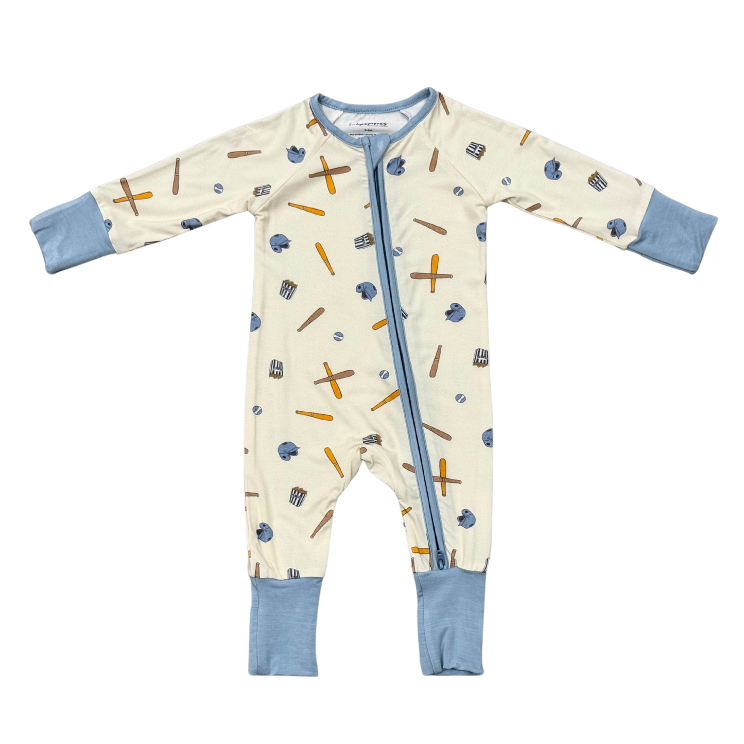 Baseball Long Sleeve Zip Romper