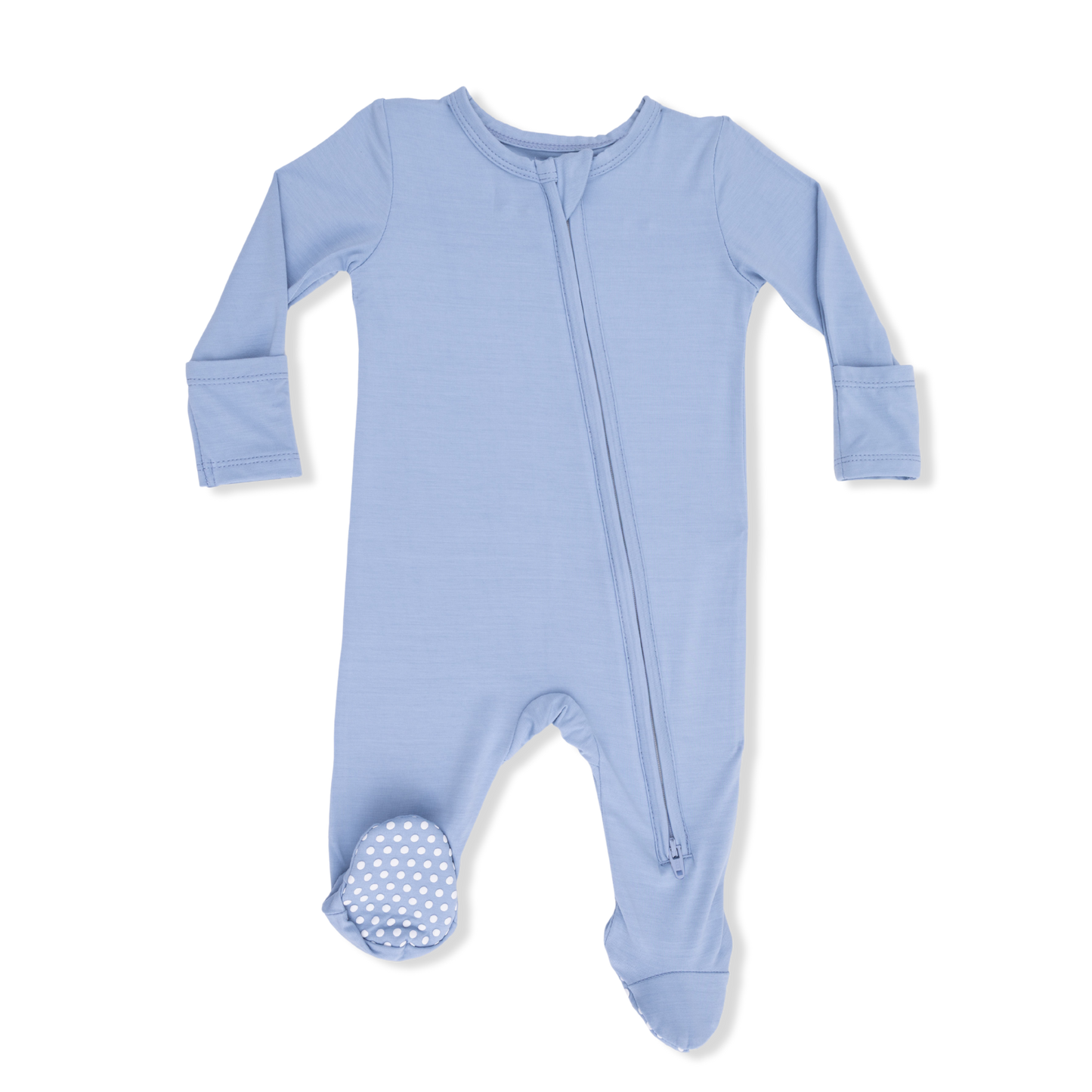 Solid Blue Fog Zip Footie