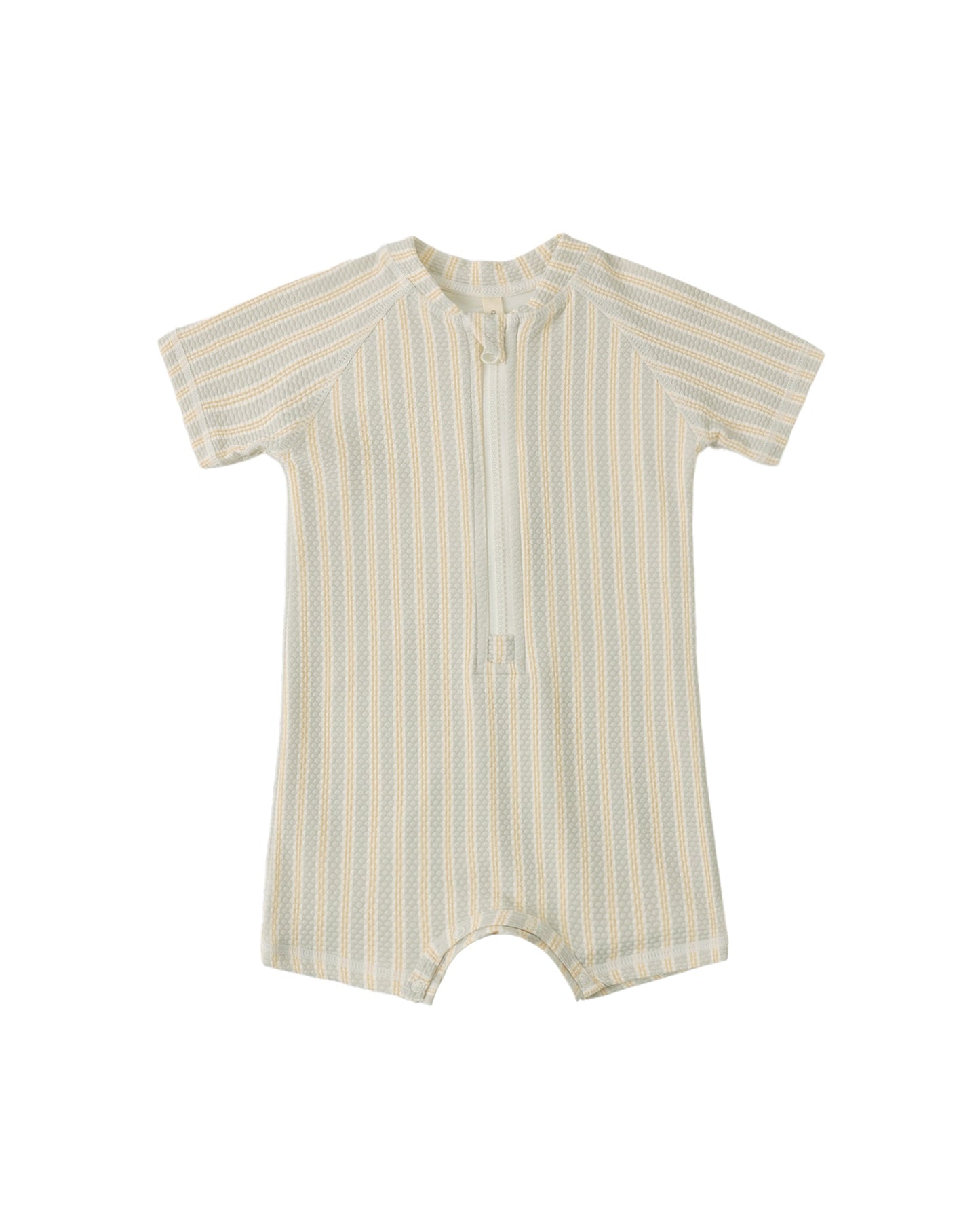 Blue + Butterscotch Stripe Zip Rashguard One Piece