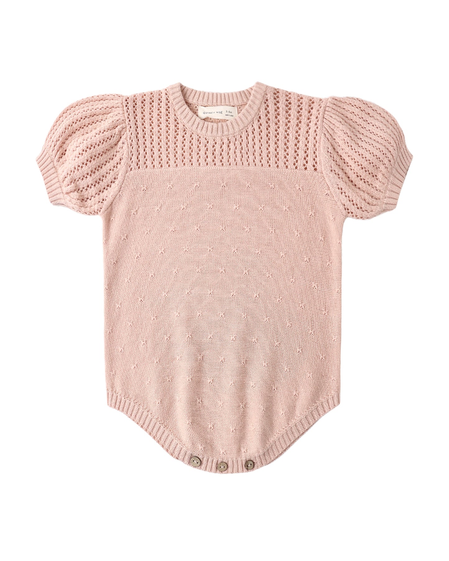Melon Pointelle Knit Romper
