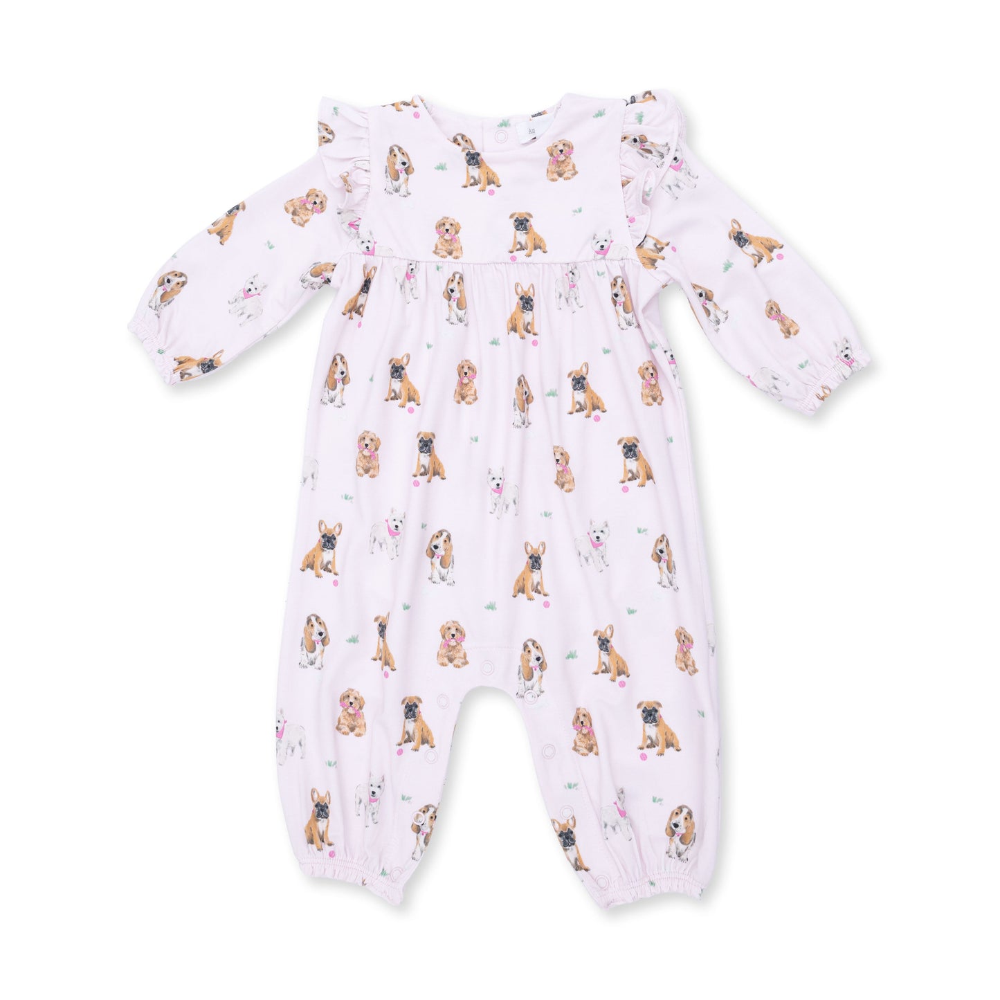 Bestie Dogs Pink Ruffle Sleeve Romper