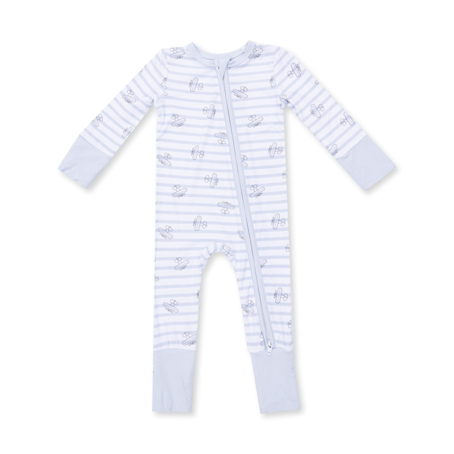 Airplane Stripe Zip Convertible Romper