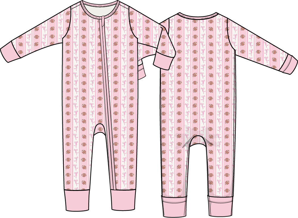 Football Bow Stripe Zip Convertible Romper