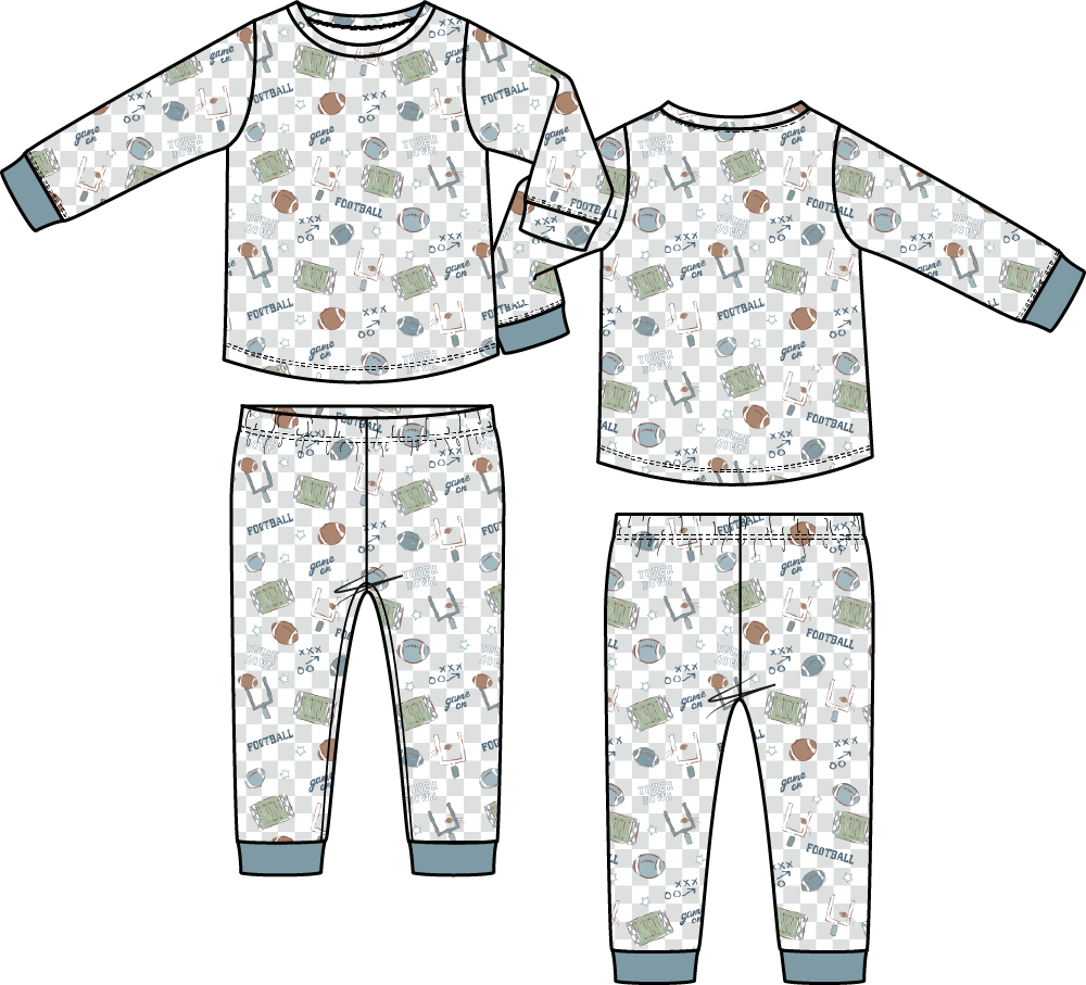 Football Check Long Sleeve Loungewear Set