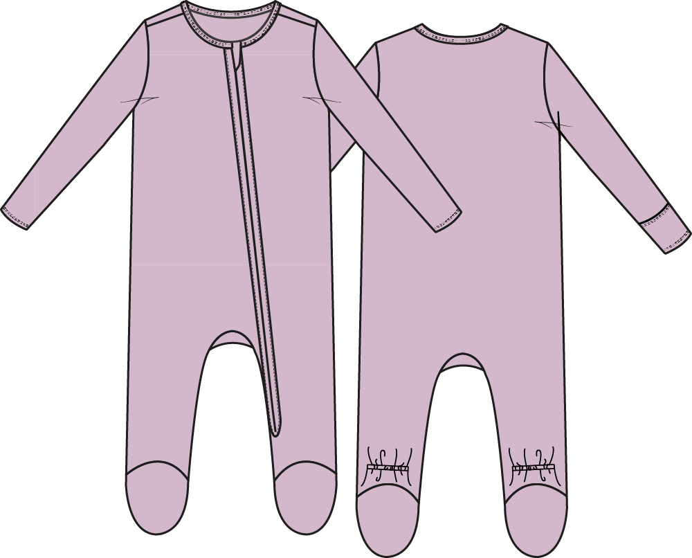 Solid Winsome Orchid 2 Way Zip Footie