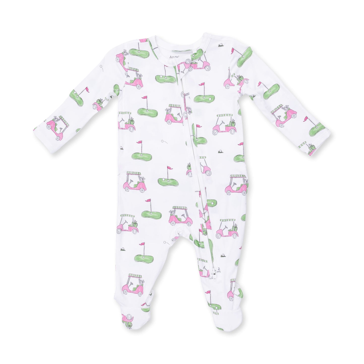 Golf Carts Pink 2 Way Ruffle Zip Footie