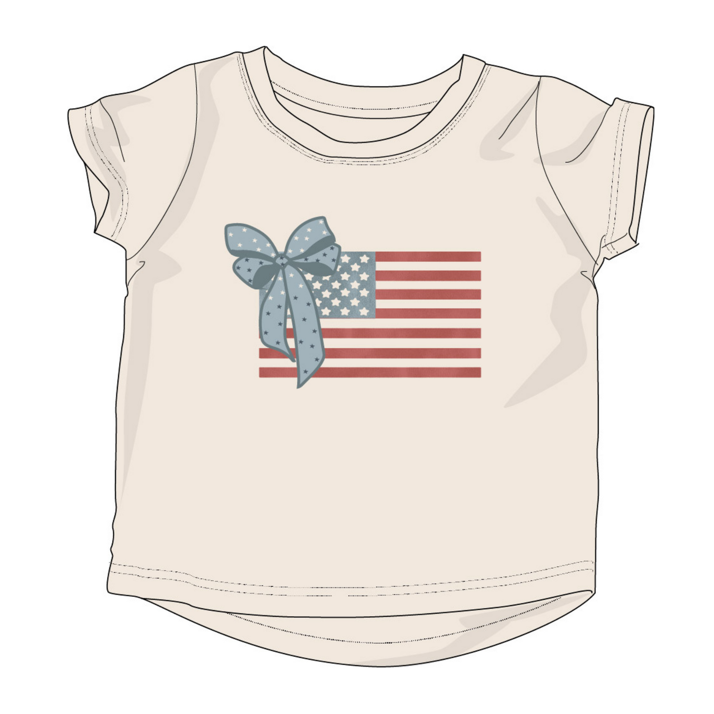 American Flag Girls Short Sleeve Tee