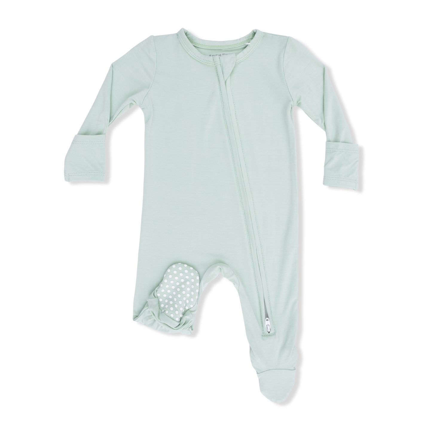 Solid Cameo Green 2 Way Zipper Footie