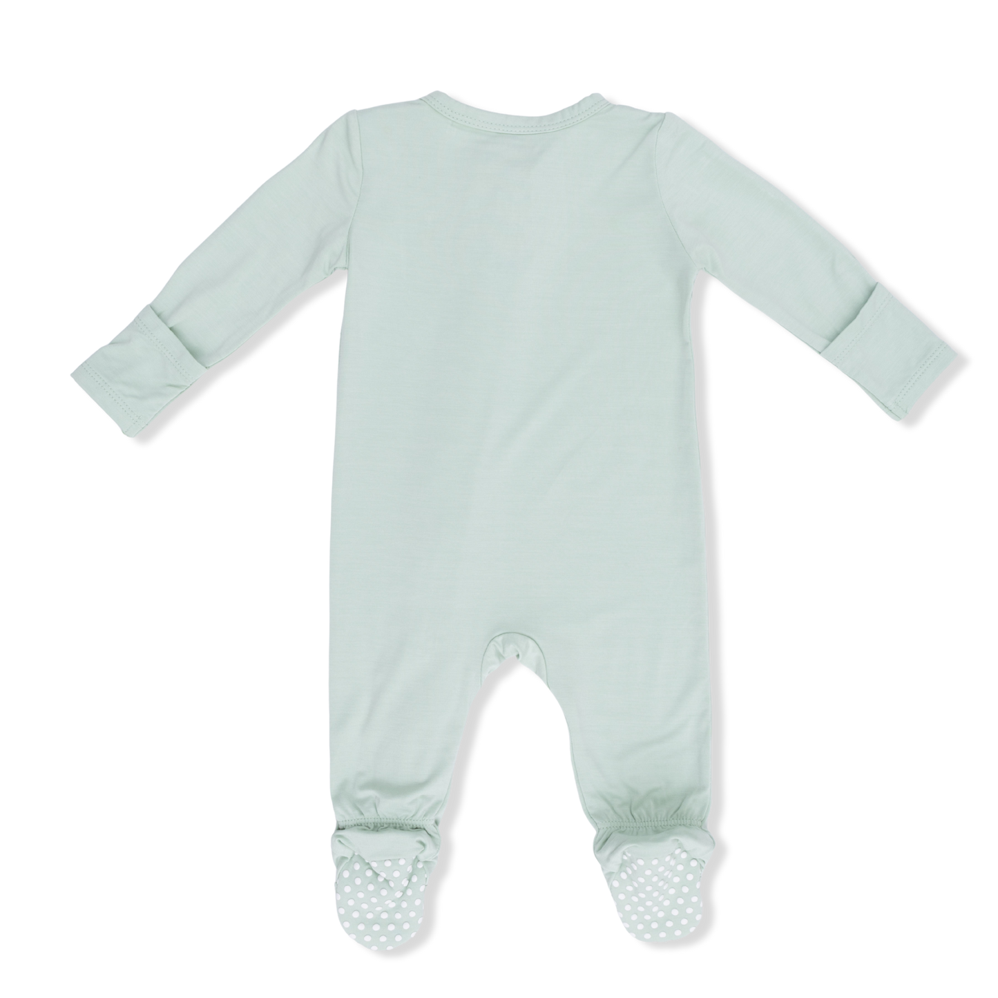 Solid Cameo Green 2 Way Zipper Footie