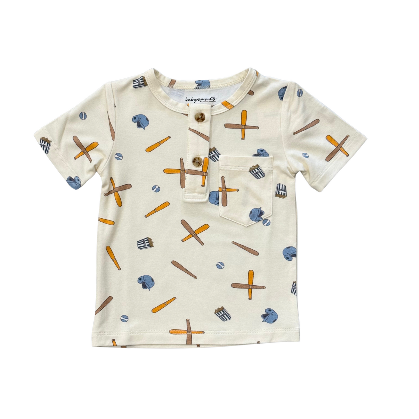 Baseball Boys Short Sleeve Henley Shirt